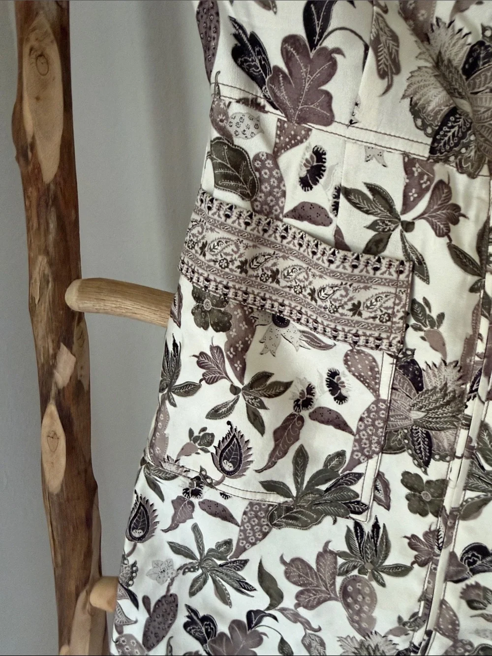 Tory Burch Cream Grey Floral Swuare Neck A-Line Mikado Mini Dress  Print 2 XS